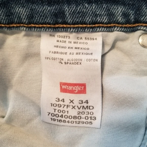 Wrangler Mens 34x34 Straight Leg Regular Fit Jeans Denim - Picture 3 of 6